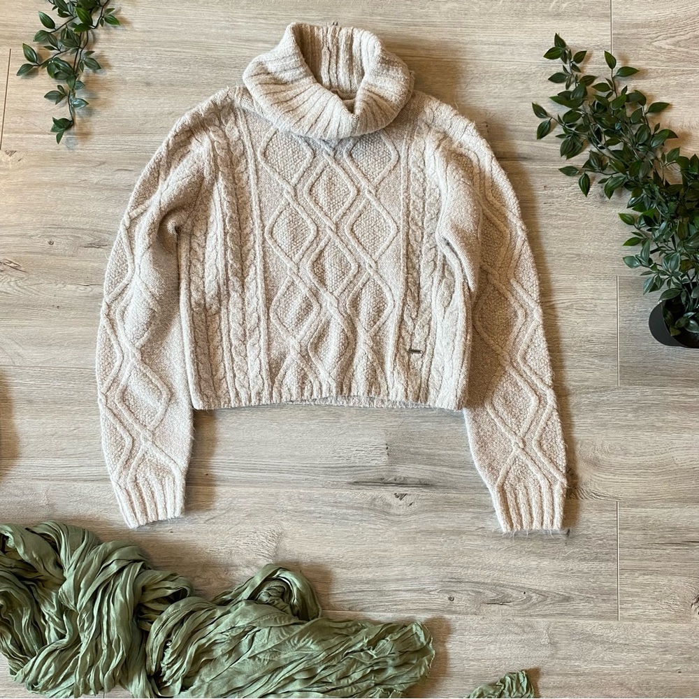 Beige/Cream/Tan - Knit Sweater Top Cropped - Aeropostale